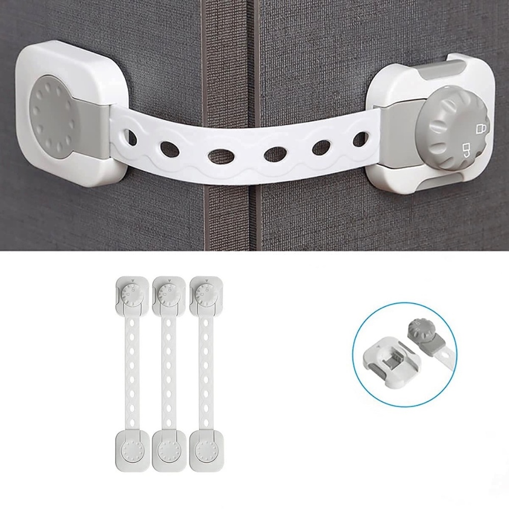 Baby Safety Cabinets Strap Locks for Cabinets, Fridges, Drawers, Toilets etc